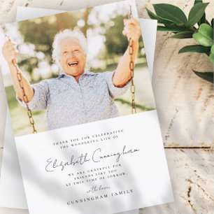 Carte De Remerciements Funérailles Mémorial Élégant Moderne Simple Photo 