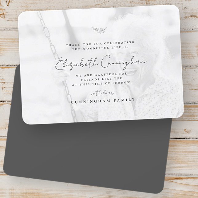 Carte De Remerciements Funérailles Mémorial Moderne Simple Photo Élégante (Créateur téléchargé)
