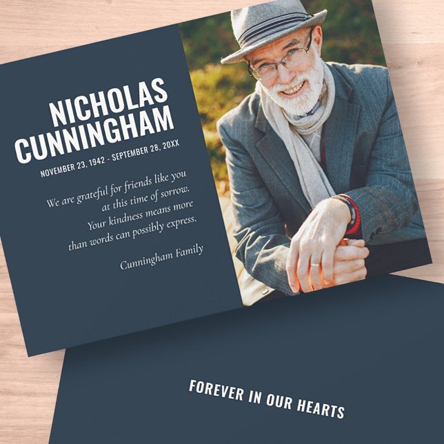 Carte De Remerciements Funérailles Memorial Pour Toujours Dans Nos Coeurs (Créateur téléchargé)