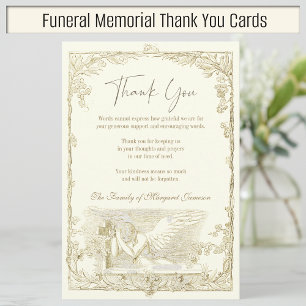 Carte De Remerciements Funérailles Mémorial Vintage Ange Religieux
