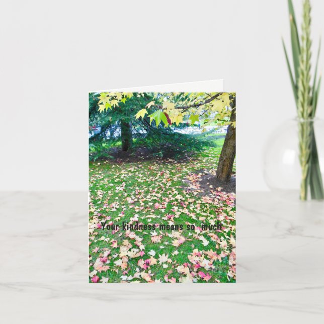 Carte De Remerciements Funérailles -Merci de la famille Feuilles d'automn (Devant)