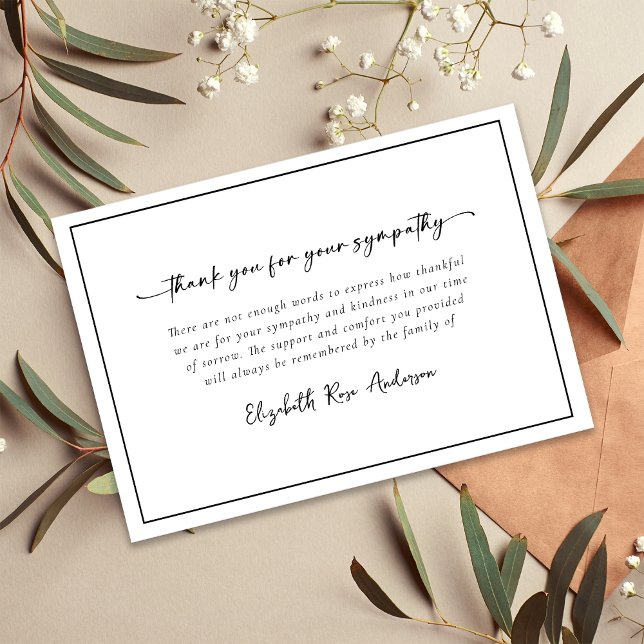 Carte De Remerciements Funérailles minimalistes de deuil (Créateur téléchargé)