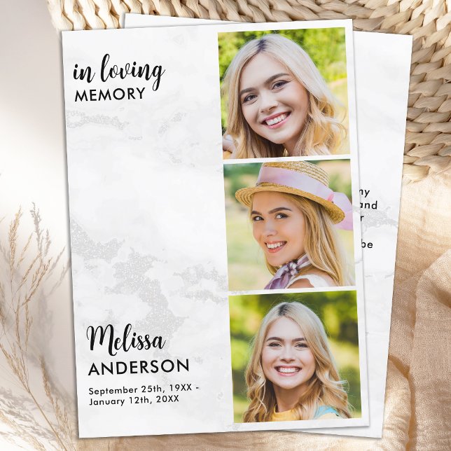 Carte De Remerciements Funérailles Moderne 3 Photo En Mémoire Amoureuse S (Créateur téléchargé)