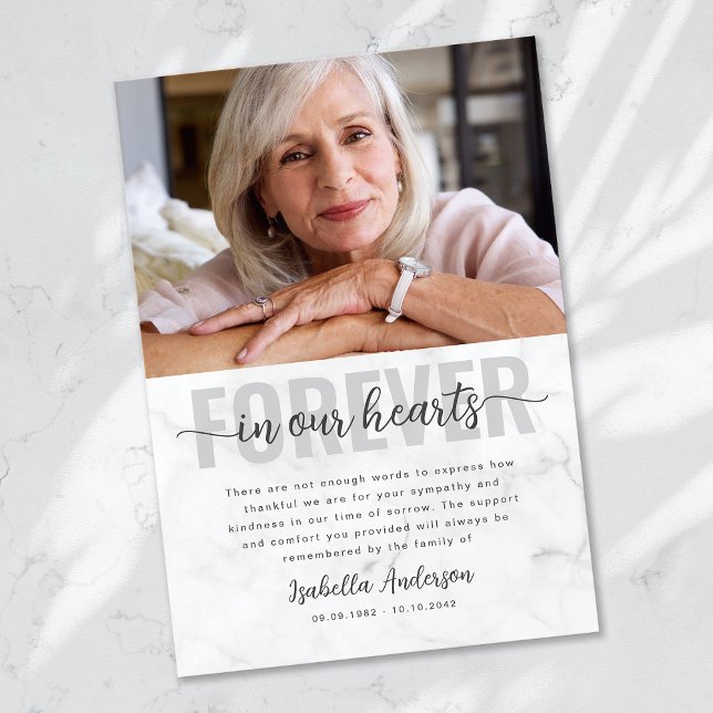 Carte De Remerciements Funérailles photo simple script (Créateur téléchargé)