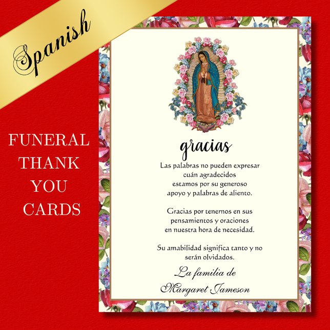 Carte De Remerciements Funérailles Religieux Guadalupe Condolence Sympath (Créateur téléchargé)