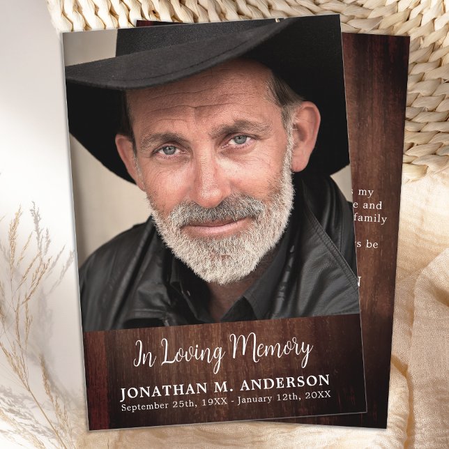 Carte De Remerciements Funérailles rustiques Simple Sympathie Memorial Ph (Créateur téléchargé)