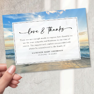 Carte De Remerciements Funérailles Sympathy Script Beach Ocean