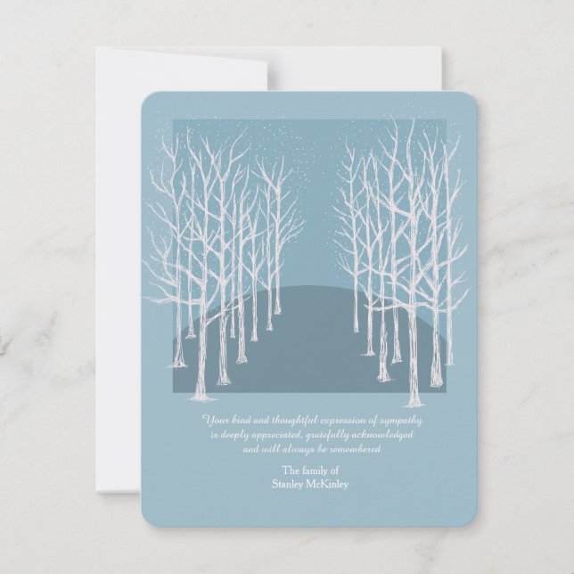 Carte de remerciements funéraire des arbres nus Ph (Devant)