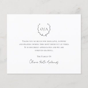 Carte de remerciements funéraire du budget de la c