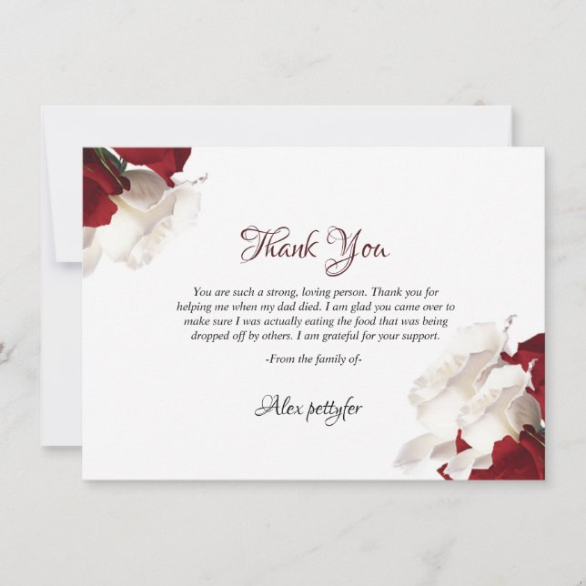 Carte de remerciements funéraire floral (Devant)