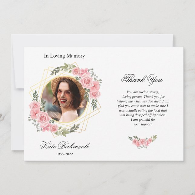 Carte de remerciements funéraire floral (Devant)