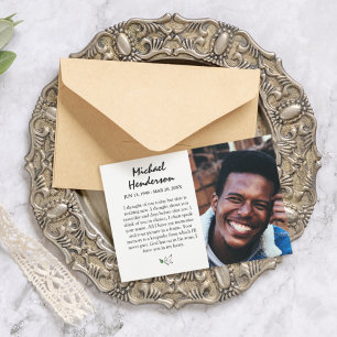 Carte de remerciements funéraire photo recto verso