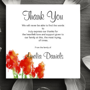Carte de remerciements funéraire Red Tulip