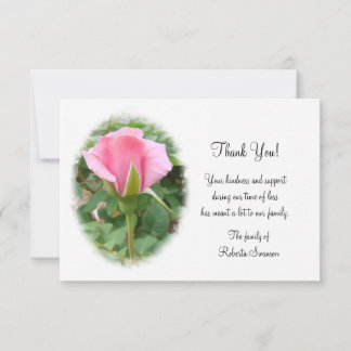 Carte de remerciements funéraire rose - 3 1/2 x 5