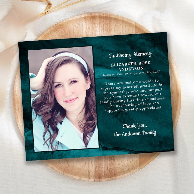 Carte de remerciements funéraire Sympathie Photo M (Créateur téléchargé)