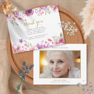 Carte De Remerciements Funeral Celebration Of Life Photo Floral