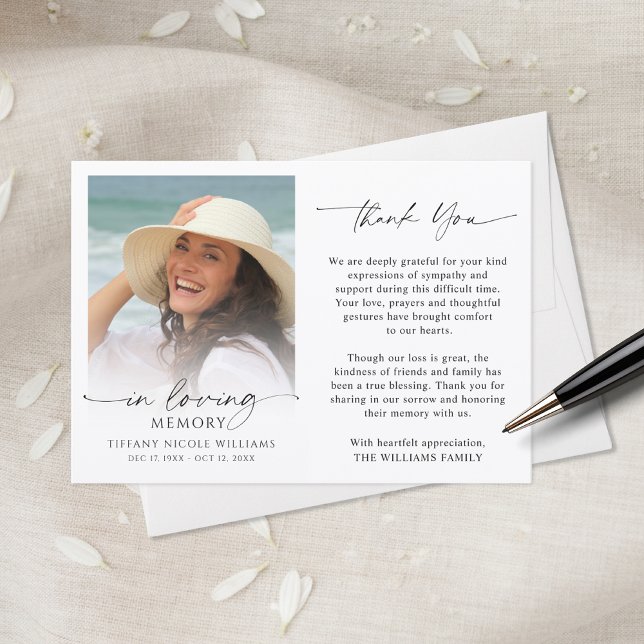 Carte De Remerciements Funeral Memorial In Loving Memory Photo (Créateur téléchargé)