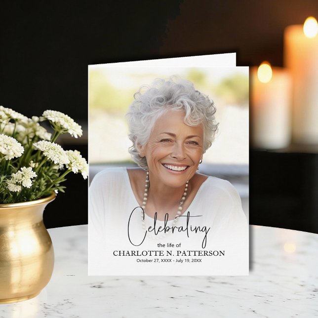 Carte De Remerciements Funeral Memorial Photo Folded (Funeral celebration of life folded thank you cards, photo on the front and message printed inside)