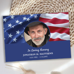 Carte De Remerciements Funeral Memorial USA American Flag Photo Patriotiq