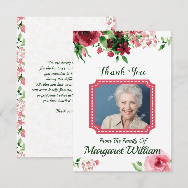 Carte De Remerciements Funeral Thank You Card Template (Devant / Derrière)