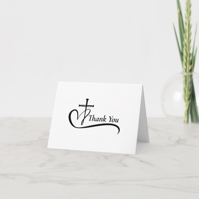 Carte De Remerciements Funeral Thank You Cross Heart Sympathy Gratitude (Devant)