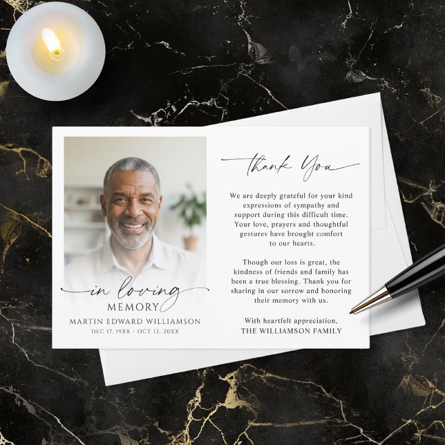 Carte De Remerciements Funeral Thank You In Loving Memory Photo (Créateur téléchargé)