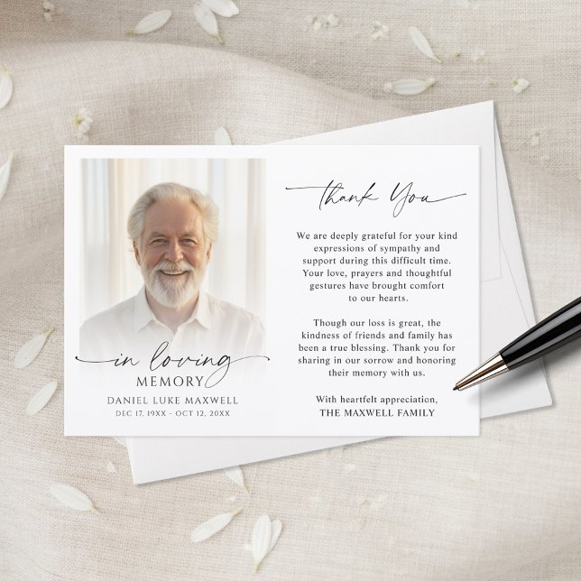 Carte De Remerciements Funeral Thank You Photo In Loving Memory (Créateur téléchargé)