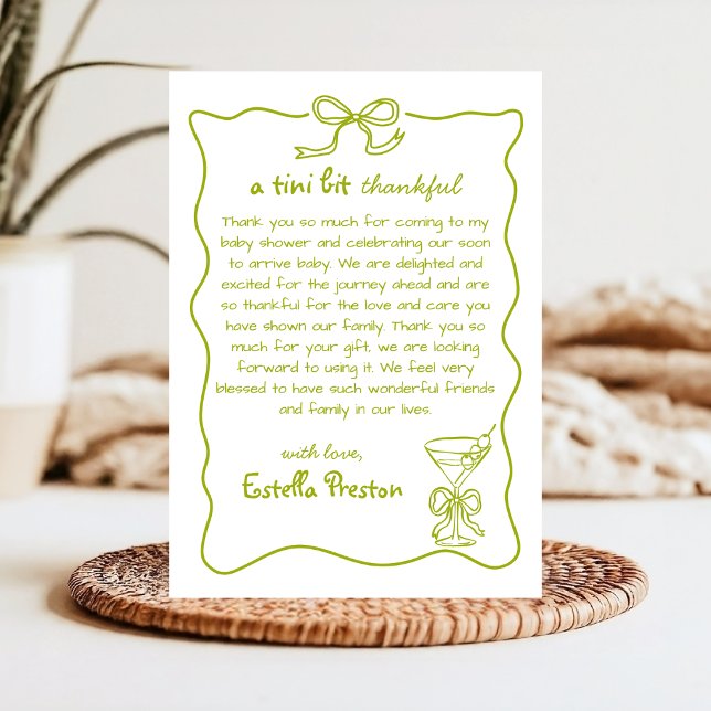 Carte De Remerciements Funky Whimsical Green Dirty Baby shower Martini (Créateur téléchargé)