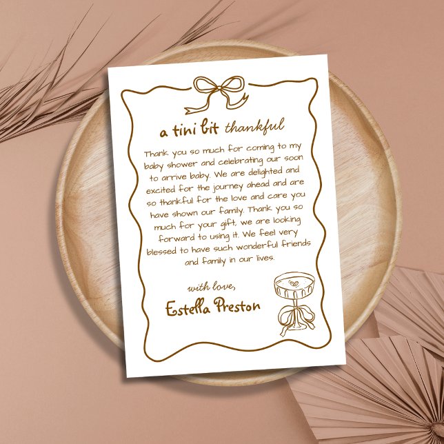 Carte De Remerciements Funky Whimsical main tiré Baby shower Martini (Créateur téléchargé)