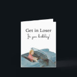 Carte De Remerciements Funny Birthday Retro Grey Card<br><div class="desc">"Entrez, perdant ! C'est ton anniversaire ! Faisons de ce jour une journée inoubliable ! Nous avons une journée entière prévue juste pour vous, remplie de surprises, de rires, et toutes les choses que vous aimez. Du gâteau délicieux à vos activités favorites, il est temps de célébrer comme il n'y...</div>