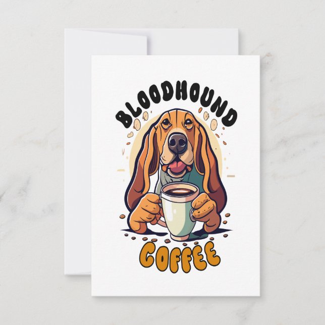 Carte De Remerciements Funny Bloodhound chien boire du café (Devant)