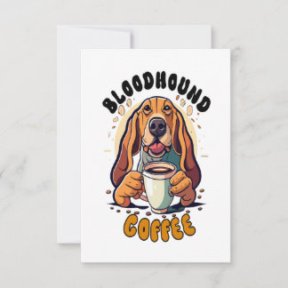 Carte De Remerciements Funny Bloodhound chien boire du café