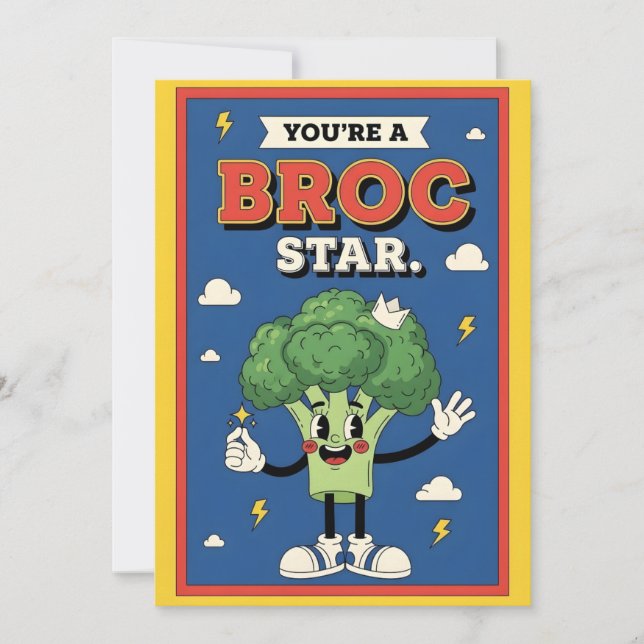 Carte De Remerciements funny broccoli pun You’re a Broc Star food (Devant)