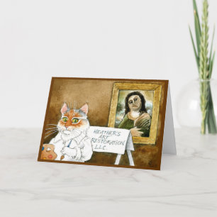 Carte De Remerciements Funny cat fresco restoration Thank You card