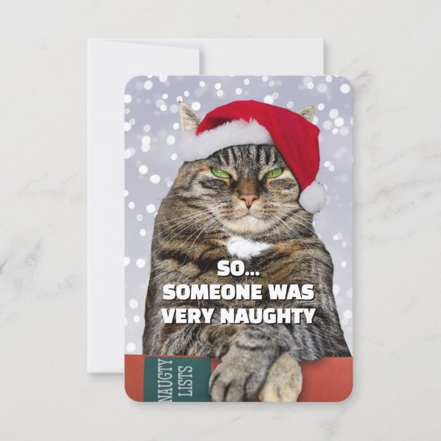 Carte De Remerciements Funny cat mad at you Christmas card (Devant)