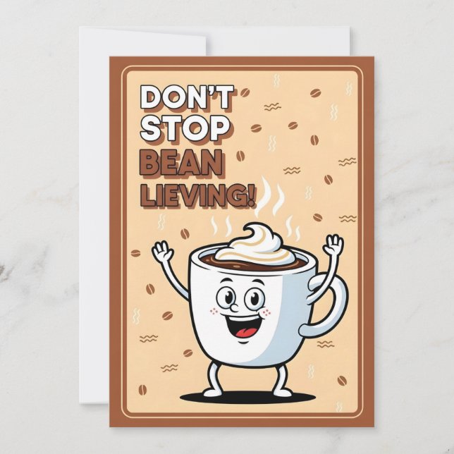 Carte De Remerciements Funny Coffee Pun Don’t Stop Bean Lieving cute  (Devant)