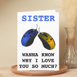 Carte De Remerciements Funny Computer Mouse Click Soeur Joyeux Anniversai<br><div class="desc">Vous cherchez une façon unique d'express votre amour et votre humour à votre soeur? Notre drôle de carte de voeux de souris d'ordinateur est le choix parfait pour votre soeur lors de son anniversaire! Customisez-le en ajoutant votre propre message personnel. Design dispose de deux joyeuses souris d'ordinateur bleu et or....</div>