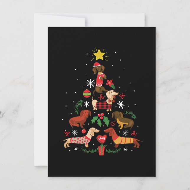 Carte De Remerciements Funny Dachshund Christmas Tree (Devant)