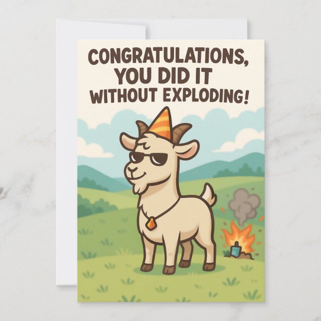 Carte De Remerciements Funny Goat Greeting Card - Congratulations (Devant)
