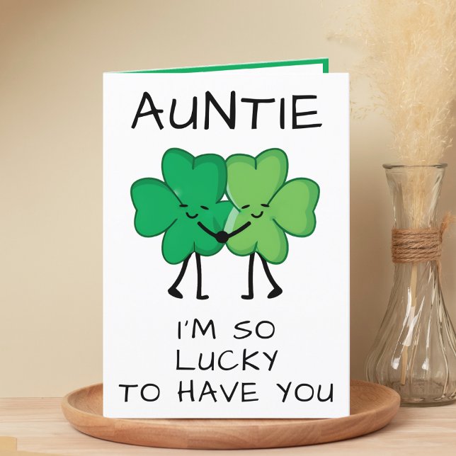 Carte De Remerciements Funny Green Clover St Patrick's Day Tante Annivers (Funny Green Clover St Patrick's Day Aunt Birthday Thank You Card)