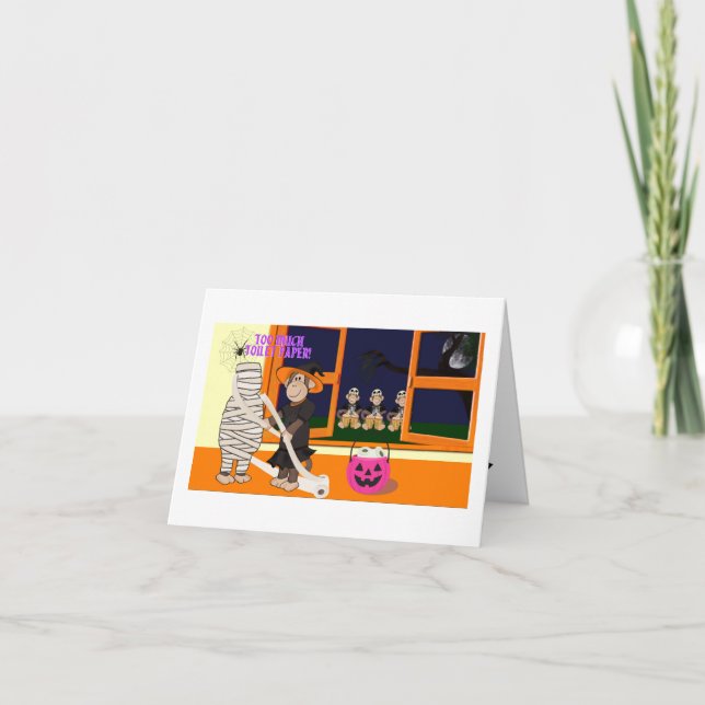 Carte De Remerciements Funny Monkey toilet paper mummy Halloween Card  (Devant)