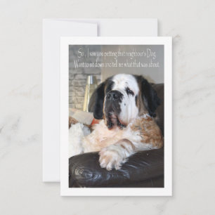 Carte De Remerciements Funny portrait de chien Saint Bernard