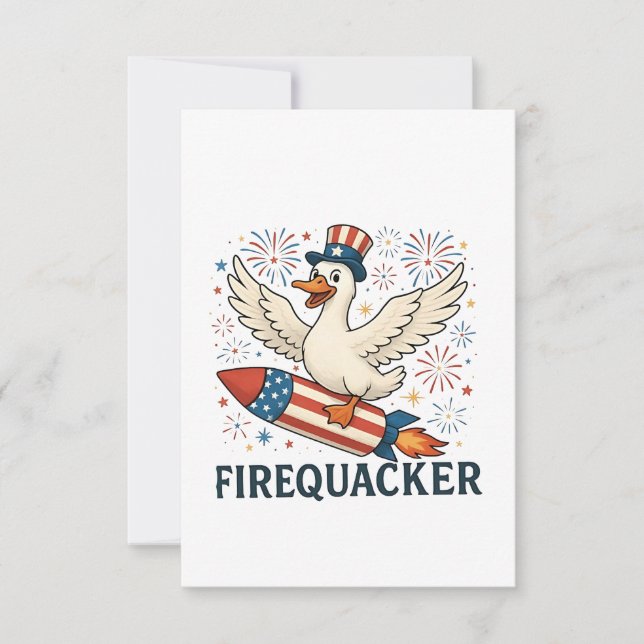 Carte De Remerciements Funny Rubber Duck USA Patriotic Firequacker 4e (Devant)