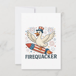 Carte De Remerciements Funny Rubber Duck USA Patriotic Firequacker 4e