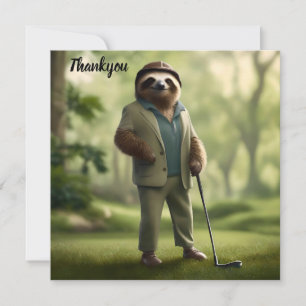 Carte De Remerciements Funny Sloth Golf Player,