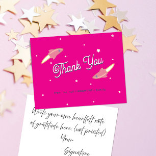 Carte De Remerciements Fusées roses et étoiles rose chaud