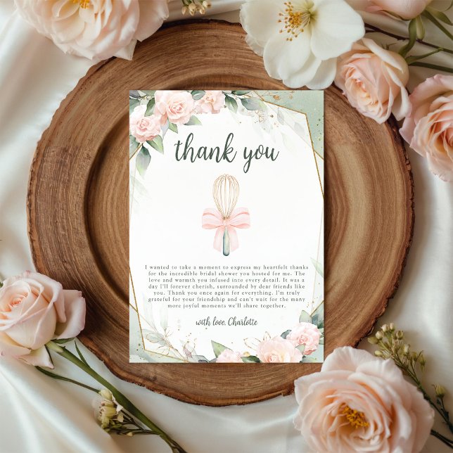 Carte De Remerciements Futur Mariage Rose Floral à Emporter Bientôt  (Créateur téléchargé)