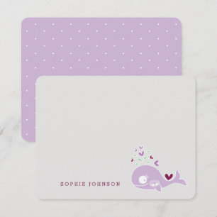 Carte De Remerciements Future maman baleine violette jumeaux filles Baby
