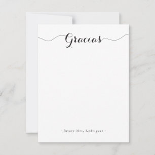 Carte De Remerciements Future Mme Gracias Chic Script Photo de fiançaille