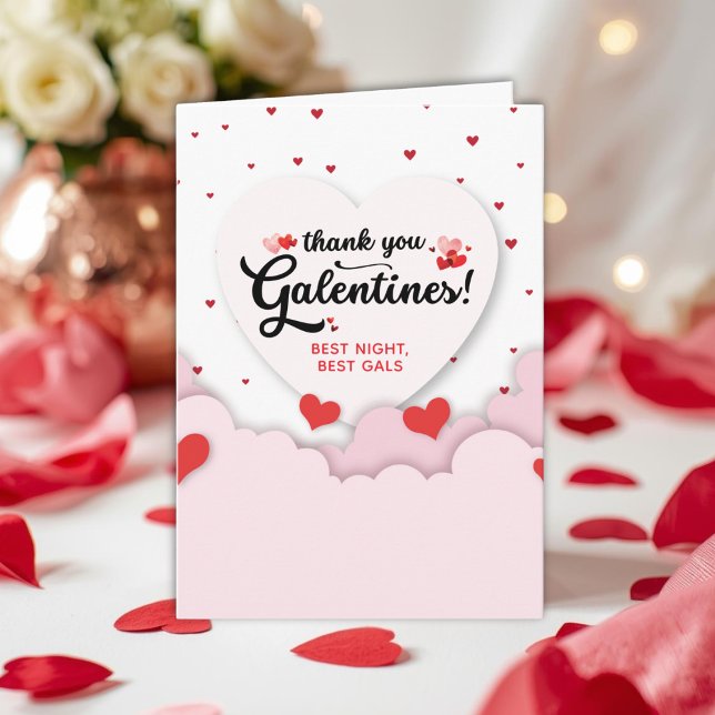 Carte De Remerciements Galentine pliée  (Galentines Thank You Card for your besties.)